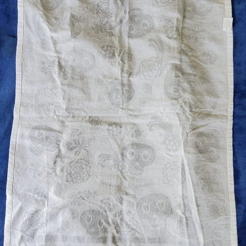 Boho Sugar Skull Tea Towel Set, Black & White Cotton Kitchen Hand Towel Home Dec